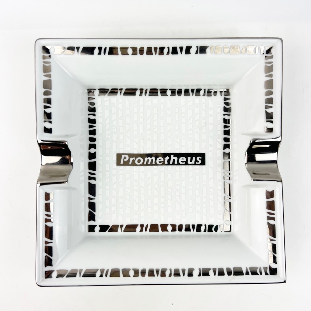 Prometheus San Marino Italy Cigar Ashtray White Silver Art Deco Display Not Used